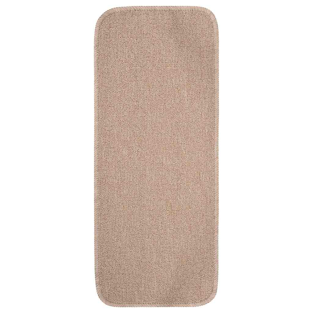 vidaXL Anti Slip Stair Mats 15 pcs 60x25 cm Beige Rectangular 2