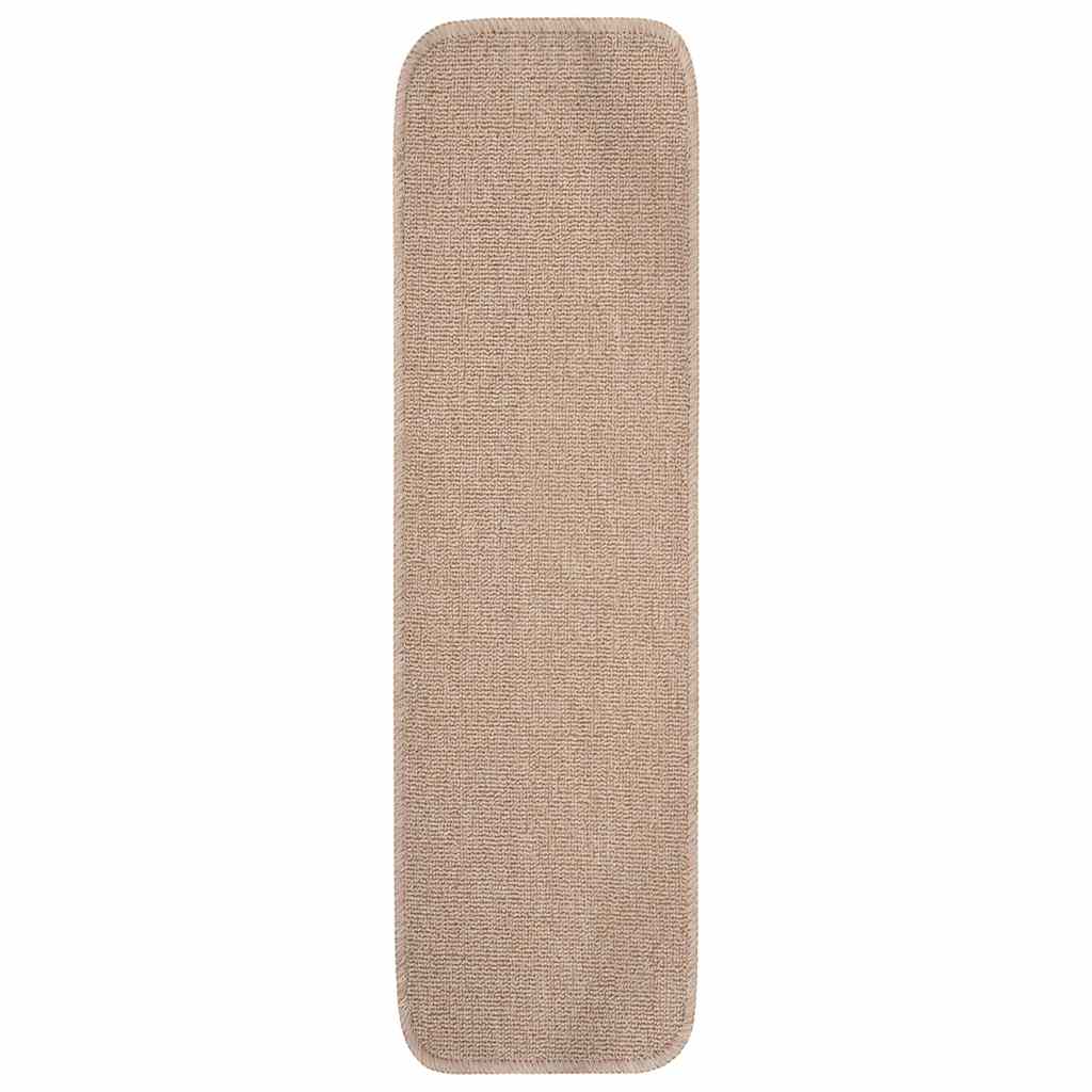 vidaXL Stair Mat | Set of 15 | Beige | 100% Polypropylene | 20 x 75 cm 2