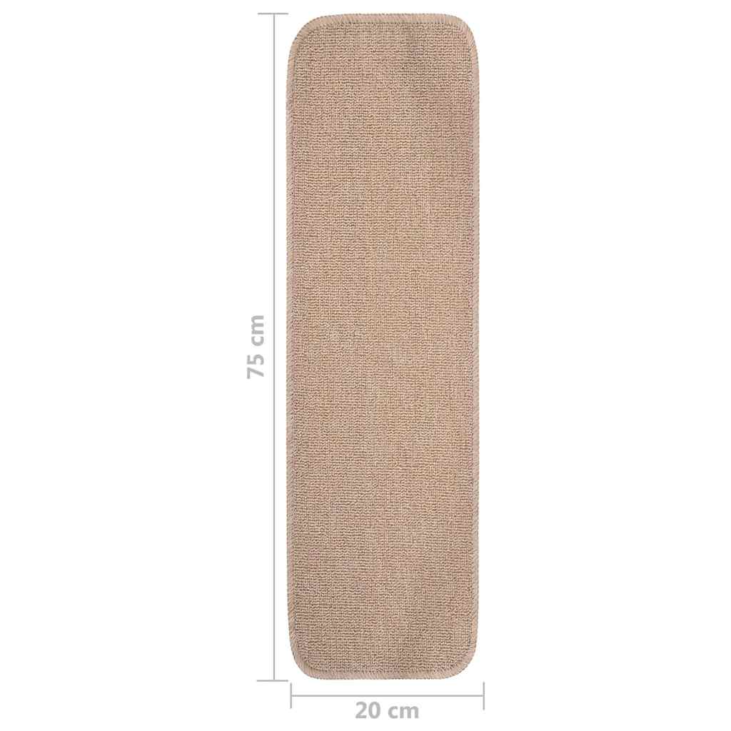 vidaXL Stair Mat | Set of 15 | Beige | 100% Polypropylene | 20 x 75 cm 6