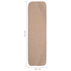 vidaXL Stair Mat | Set of 15 | Beige | 100% Polypropylene | 20 x 75 cm 6