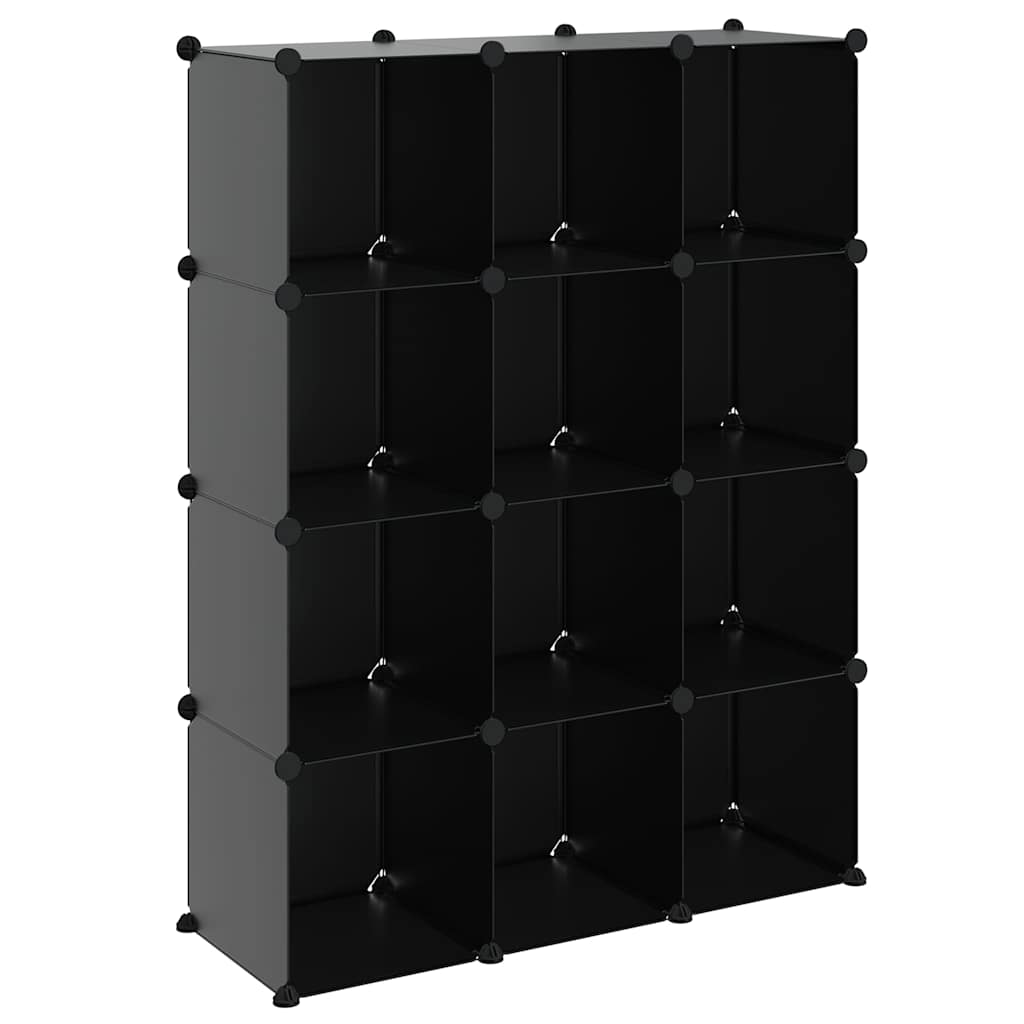 vidaXL Storage Cube Organiser with 12 Cubes Black PP 2