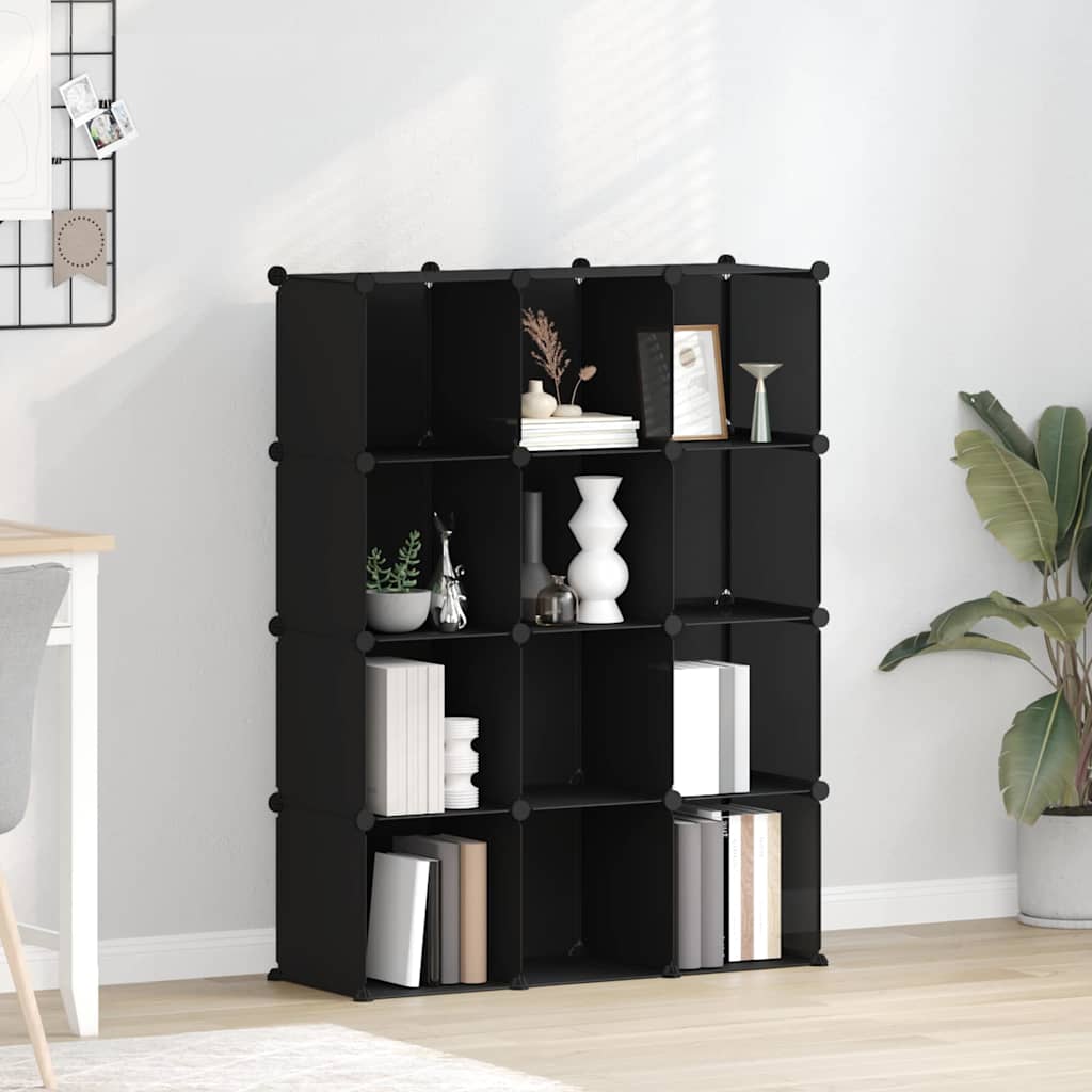 vidaXL Storage Cube Organiser with 12 Cubes Black PP 1