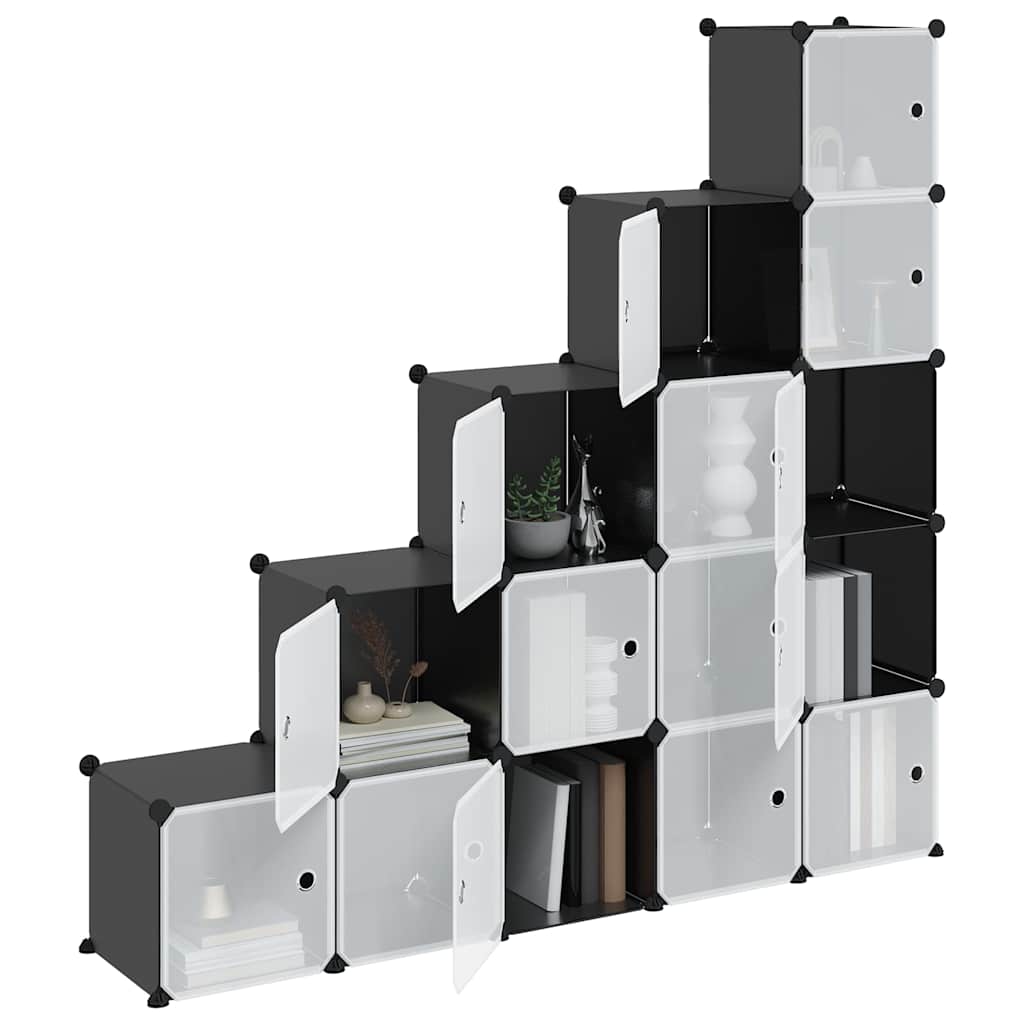 vidaXL Storage Cube Organiser | Black | PP Plastic, Steel | Large | Stackable 4