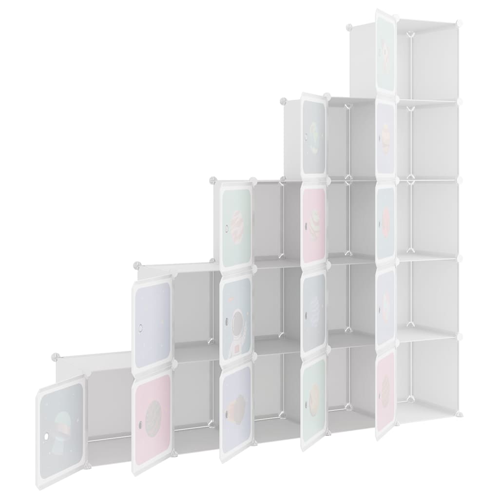 vidaXL Storage Cabinet | White | PP plastic, Steel | 15 cubes | Modular 6
