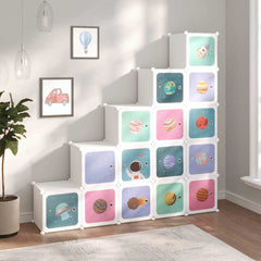vidaXL Storage Cabinet | White | PP plastic, Steel | 15 cubes | Modular 1