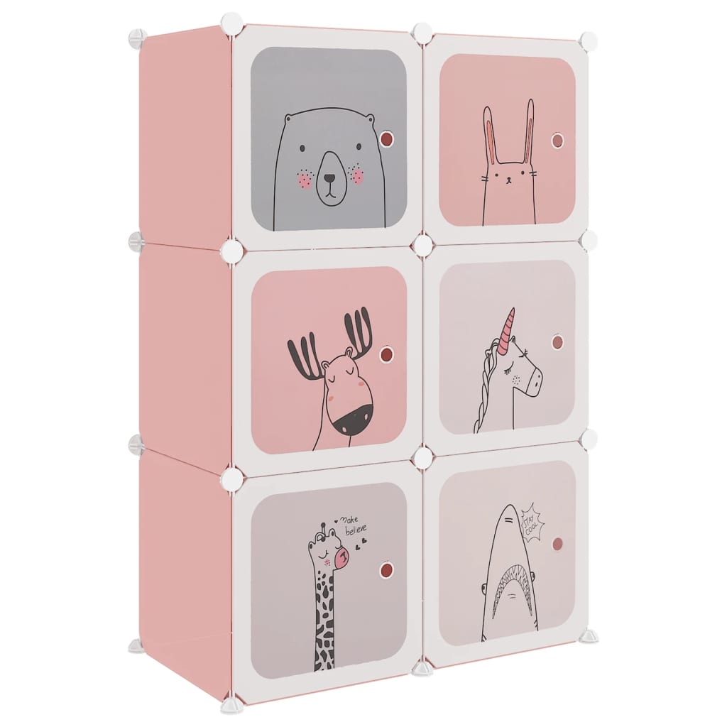 vidaXL Storage Cabinet | Pink | Polypropylene | 6 Cubes | Modular 2