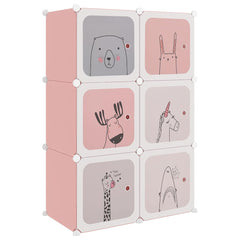 Cube Storage Cabinet for Kids with 6 Cubes PP Depth 36.5 cm Pink 74 cm 108 cm