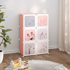 vidaXL Storage Cabinet | Pink | Polypropylene | 6 Cubes | Modular 1
