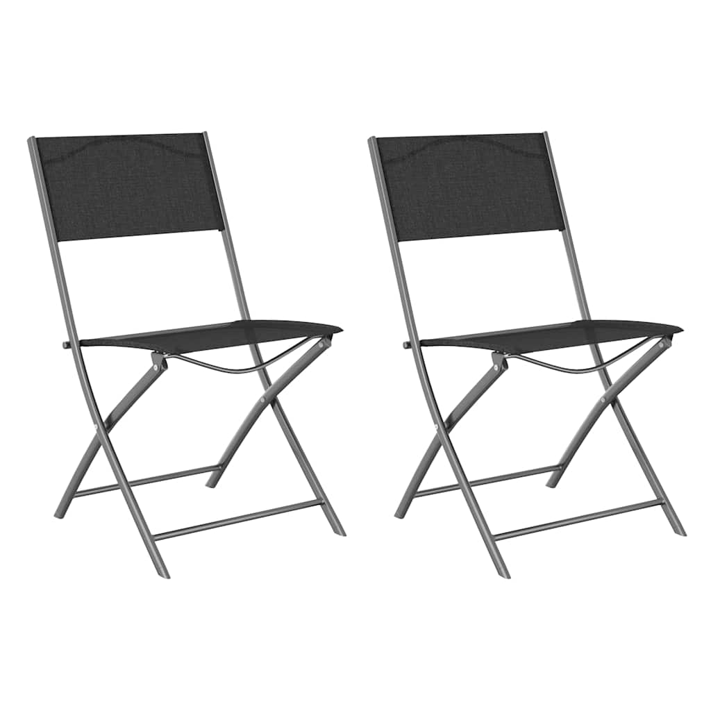 vidaXL Folding Chairs 2 pcs Black Steel and Textilene 2