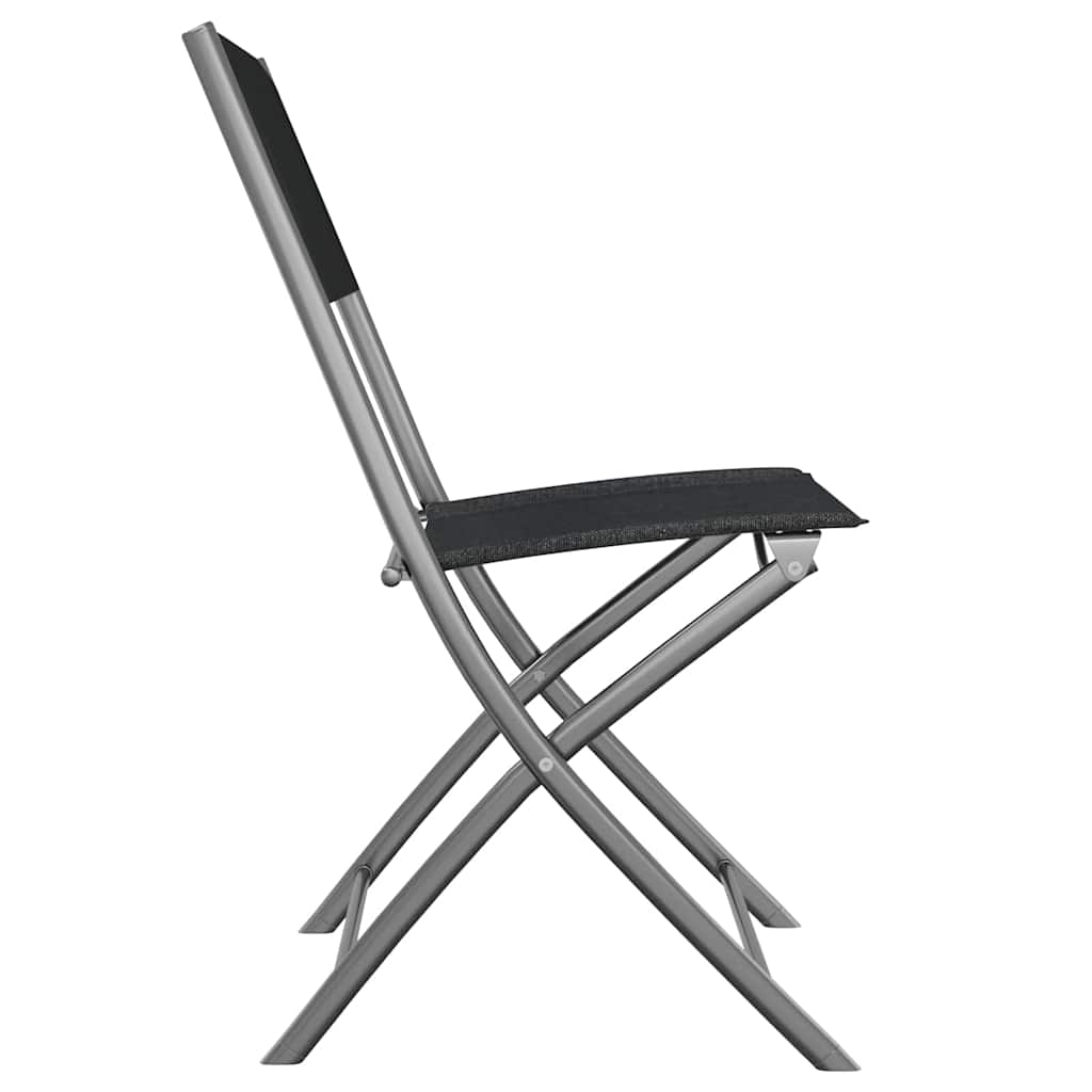 vidaXL Folding Chairs 2 pcs Black Steel and Textilene 5