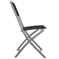 vidaXL Folding Chairs 2 pcs Black Steel and Textilene 5