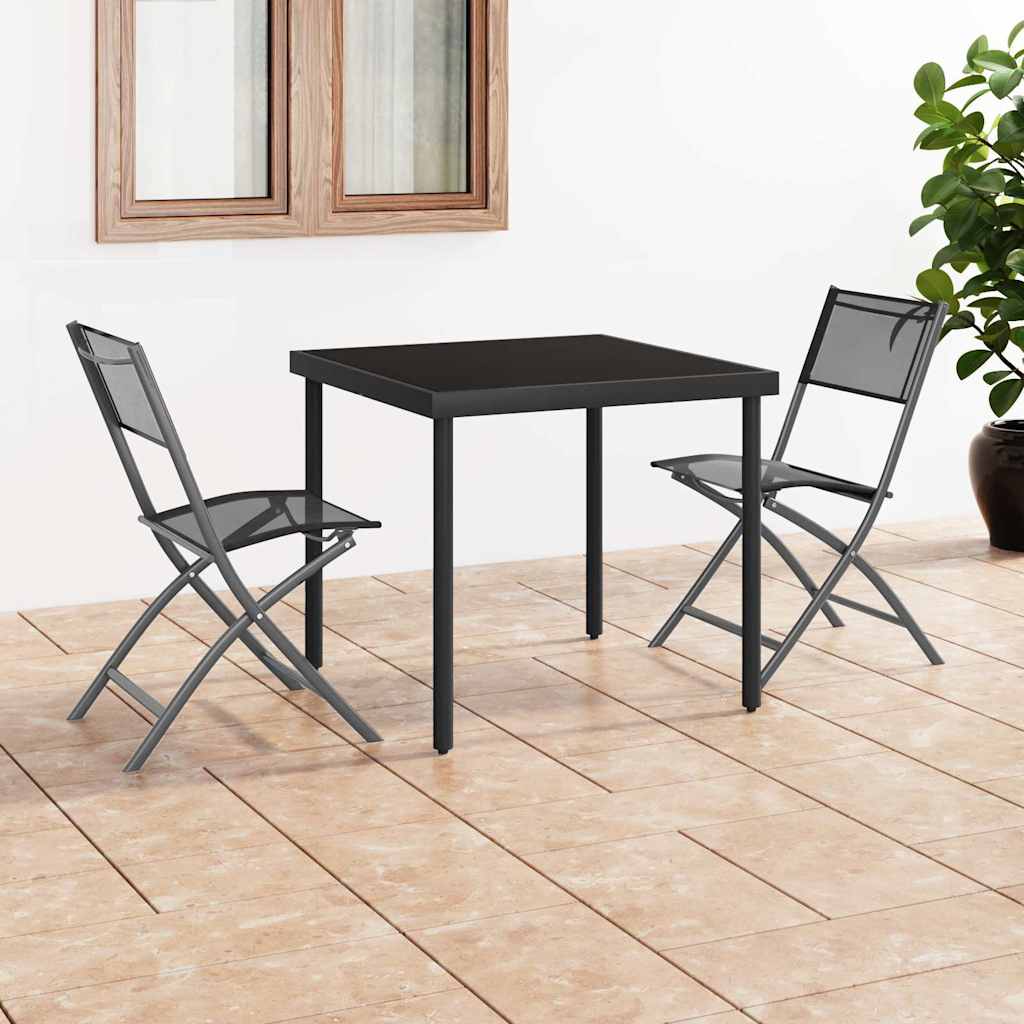 vidaXL Folding Chairs 2 pcs Black Steel and Textilene 1