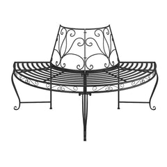 vidaXL Half Round Tree Bench 2 pcs Ø160 cm Black Steel 3