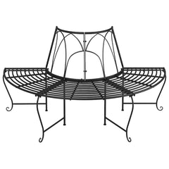 vidaXL Half Round Tree Bench 2 pcs Ø159 cm Black Steel 3