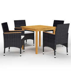 vidaXL 5 Piece Garden Dining Set with Cushions Black 1