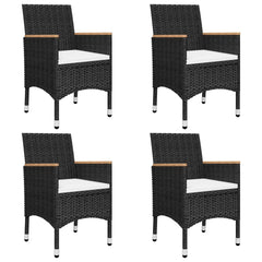 vidaXL 5 Piece Garden Dining Set with Cushions Black 2