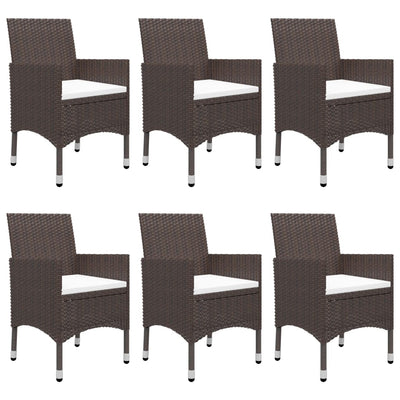 7 Piece Garden Dining Set with Cushions Brown