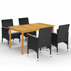 vidaXL 5 Piece Garden Dining Set with Cushions Black 1