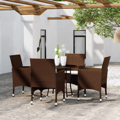 3 Piece Garden Bistro Set Poly Rattan and Tempered Glass Ø 80 cm table 4