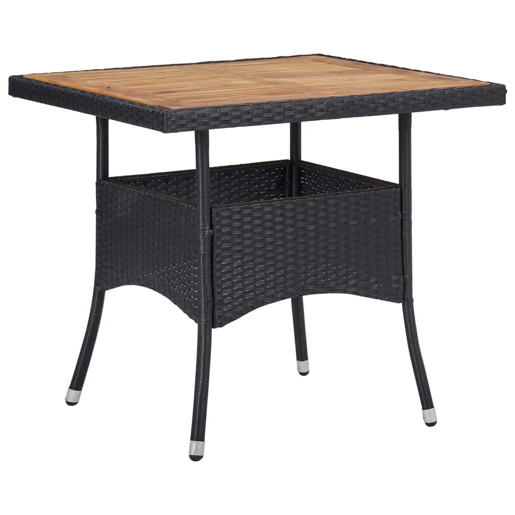 vidaXL 5 Piece Garden Dining Set Poly Rattan and Solid Wood Black 4