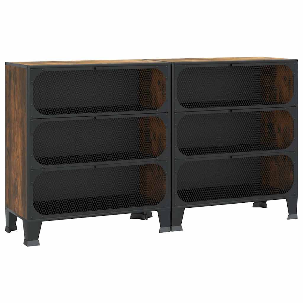 vidaXL Storage Cabinet | Set of 2 | Rustic brown | Metal and MDF | Medium 2
