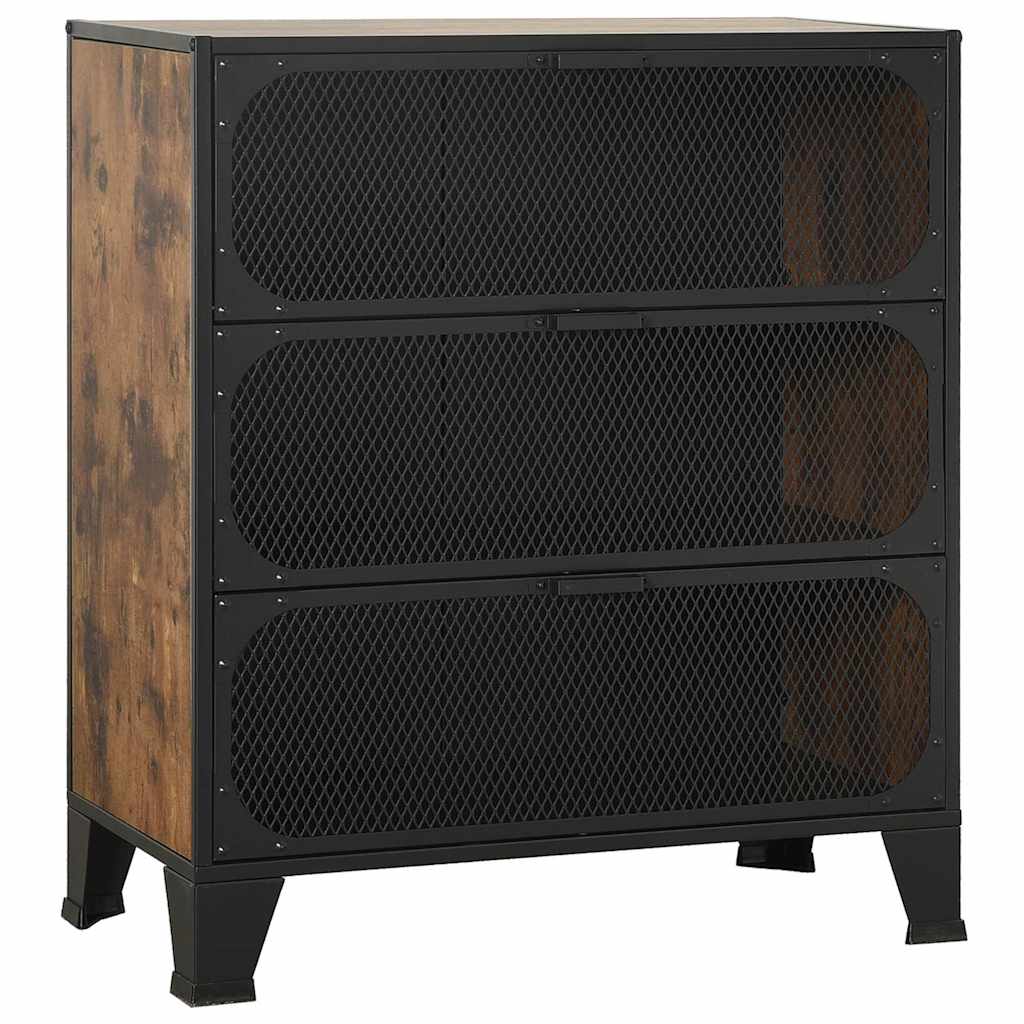 vidaXL Storage Cabinet | Set of 2 | Rustic brown | Metal and MDF | Medium 3