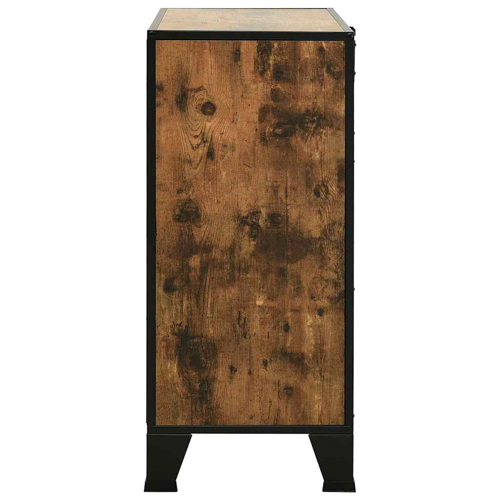 vidaXL Storage Cabinet | Set of 2 | Rustic brown | Metal and MDF | Medium 5
