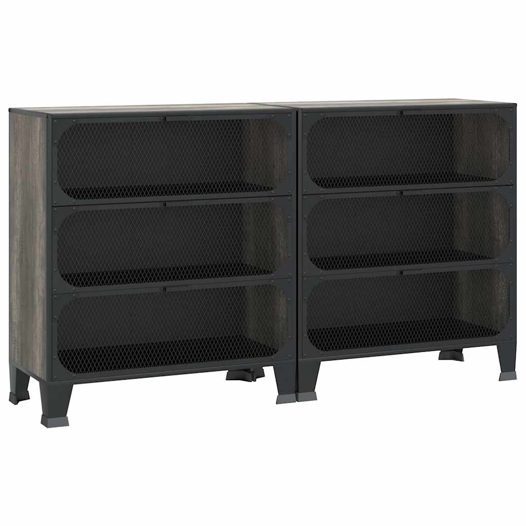 vidaXL Storage Cabinets 2 pcs Grey 72x36x82 cm Metal and MDF 2