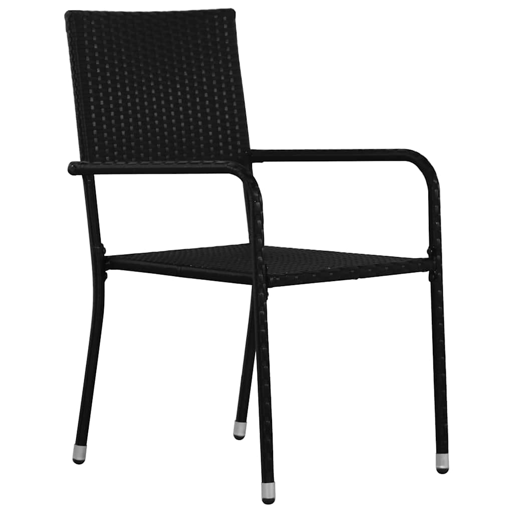 Garden Dining Chairs Stackable Poly Rattan Black 2