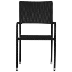 Garden Dining Chairs Stackable Poly Rattan Black 2