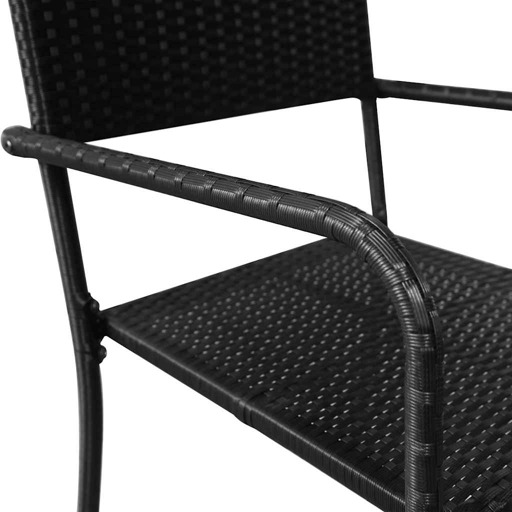 Garden Dining Chairs Stackable Poly Rattan Black 2