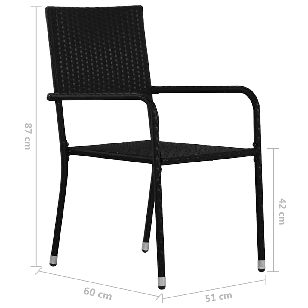 Garden Dining Chairs Stackable Poly Rattan Black 2