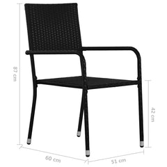 Garden Dining Chairs Stackable Poly Rattan Black 2