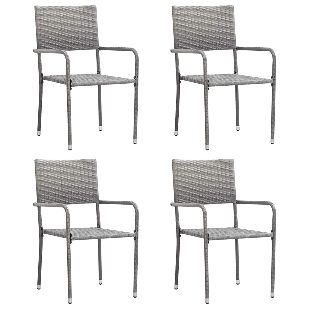 Garden Dining Chairs Stackable Poly Rattan Grey 4
