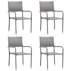 Garden Dining Chairs Stackable Poly Rattan Grey 4