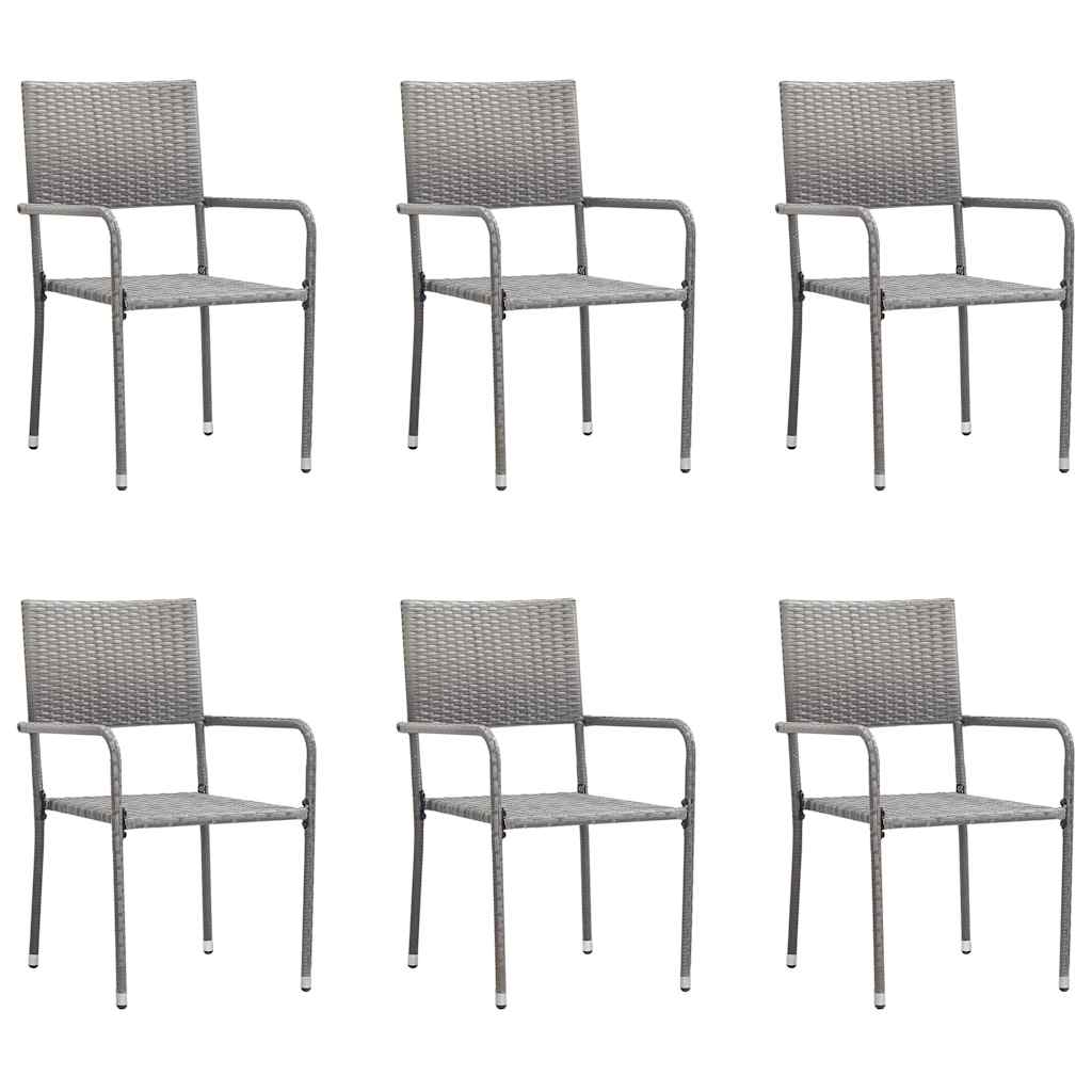 Garden Dining Chairs Stackable Poly Rattan Grey 6