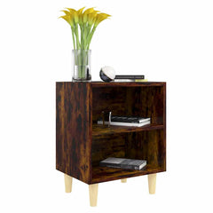 813099 vidaXL Bed Cabinets with Solid Wood Legs 2 pcs Smoked Oak 40x30x50 cm 6