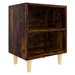 813099 vidaXL Bed Cabinets with Solid Wood Legs 2 pcs Smoked Oak 40x30x50 cm 3