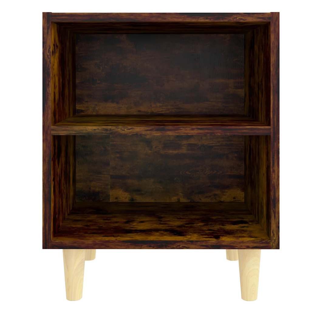 813099 vidaXL Bed Cabinets with Solid Wood Legs 2 pcs Smoked Oak 40x30x50 cm 4