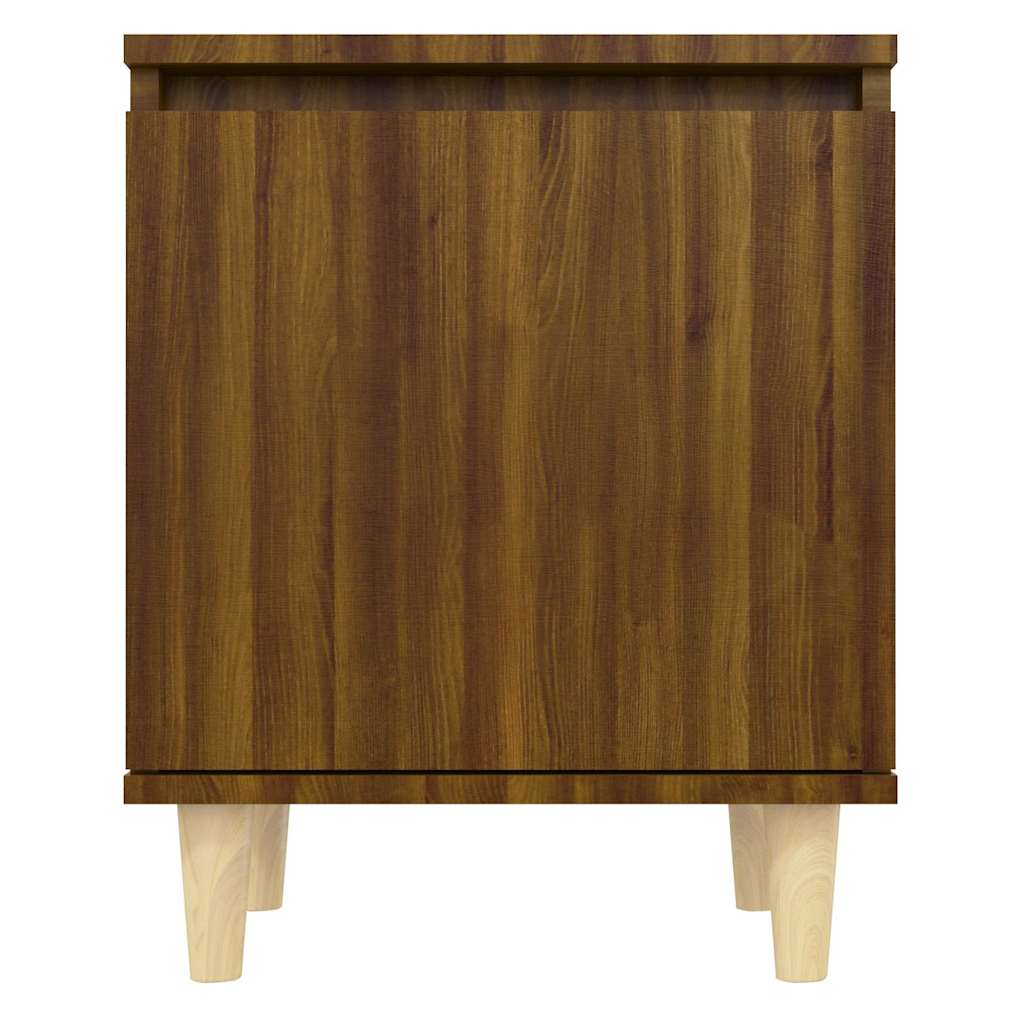 vidaXL Bed Cabinets with Solid Wood Legs 2 pcs Brown Oak 40x30x50 cm 5