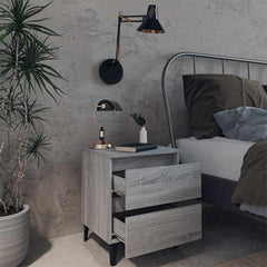vidaXL Bed Cabinet | Grey Sonoma | Engineered wood, Metal | Medium | Bed Cabinet 6