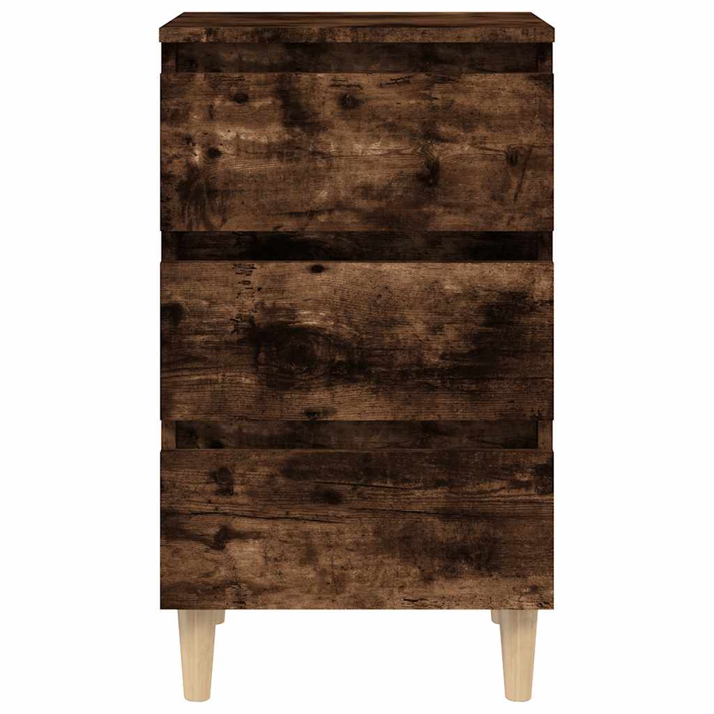 813134 vidaXL Bed Cabinet with Solid Wood Legs Smoked Oak 40x35x69 cm 4