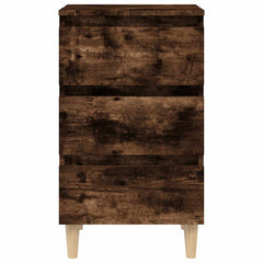813134 vidaXL Bed Cabinet with Solid Wood Legs Smoked Oak 40x35x69 cm 4