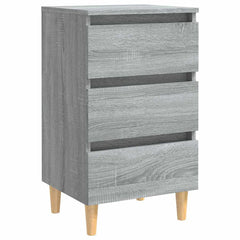 vidaXL Bed Cabinet with Solid Wood Legs Grey Sonoma 40x35x69 cm 2