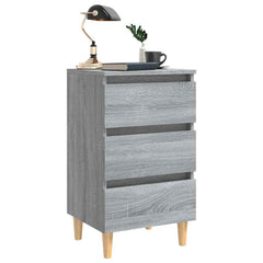 vidaXL Bed Cabinet with Solid Wood Legs Grey Sonoma 40x35x69 cm 6