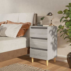 vidaXL Bed Cabinet with Solid Wood Legs Grey Sonoma 40x35x69 cm 1