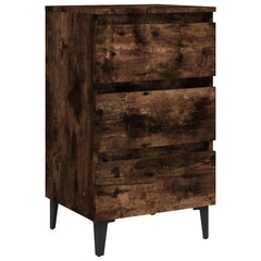 813140 vidaXL Bed Cabinet with Metal Legs Smoked Oak 40x35x69 cm 2