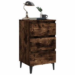 Bed Cabinet with Metal Legs 40x35x69 cm Smoked oak