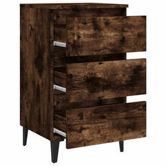 813140 vidaXL Bed Cabinet with Metal Legs Smoked Oak 40x35x69 cm 5