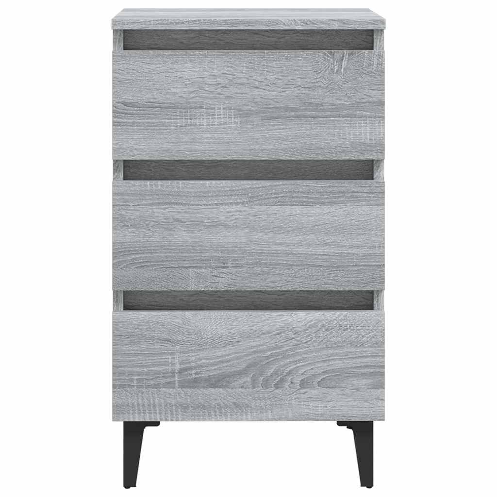 813142 vidaXL Bed Cabinet with Metal Legs Grey Sonoma 40x35x69 cm 4